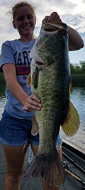 Huge bass caught by Hanna on Decker Lake (Walter E. Long)