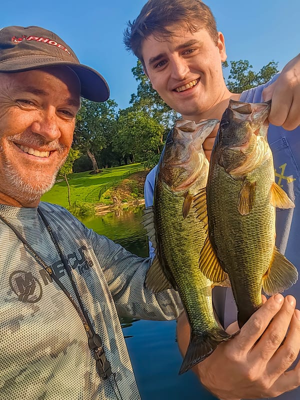 John doubled up with two Lake Austin largemouth bass
