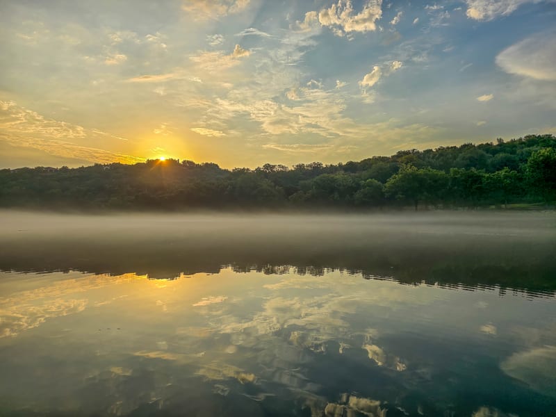 Foggy sunrise over Lake Austin