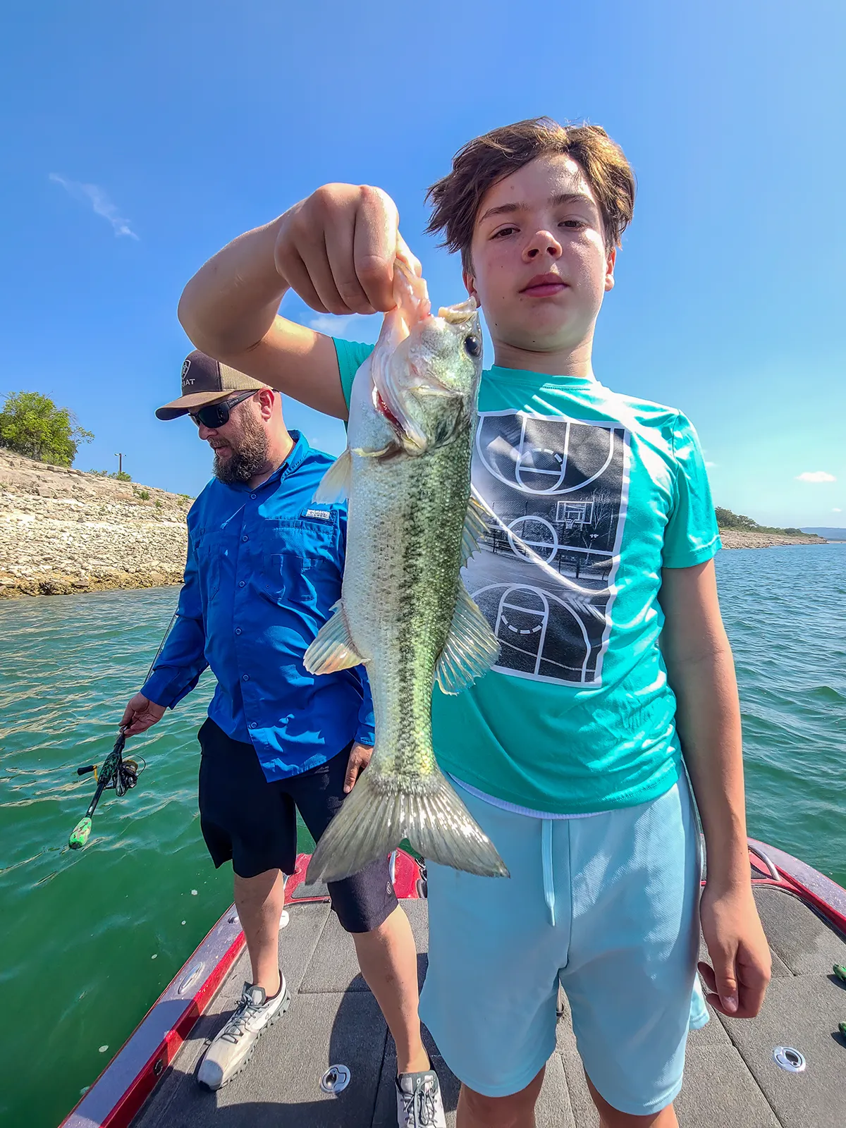 Teen Catch — bass fishing catch with Texas Hawgs