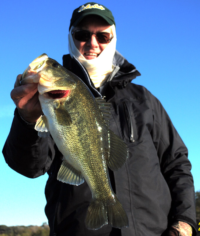 Jim Boon with a winter largemouth bass from Fayette County Reservoir, December 2010