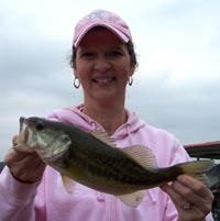 Drew's mom Betty with a Lake Travis largemouth